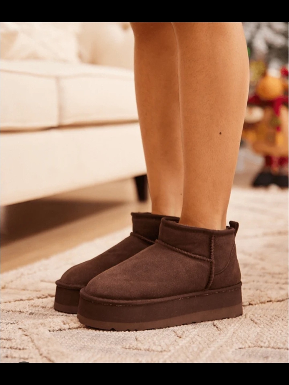 Women's Bonnibel Chocolate Brown Short Platform Cozy Boots 6.5